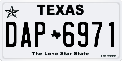TX license plate DAP6971