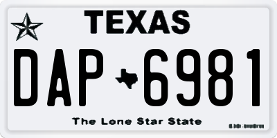 TX license plate DAP6981