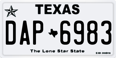 TX license plate DAP6983