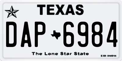 TX license plate DAP6984
