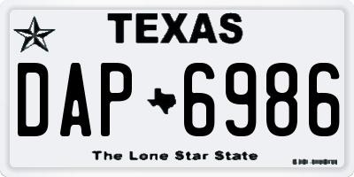 TX license plate DAP6986