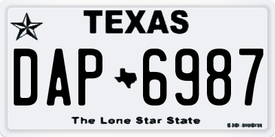 TX license plate DAP6987