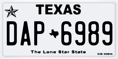 TX license plate DAP6989