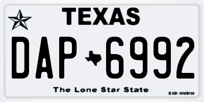 TX license plate DAP6992