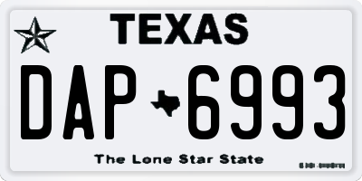 TX license plate DAP6993