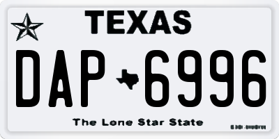 TX license plate DAP6996