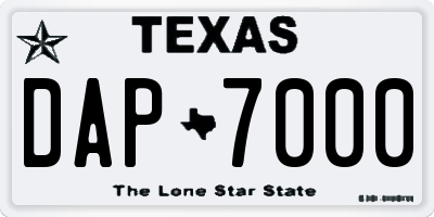 TX license plate DAP7000