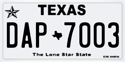 TX license plate DAP7003