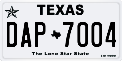 TX license plate DAP7004