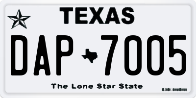 TX license plate DAP7005
