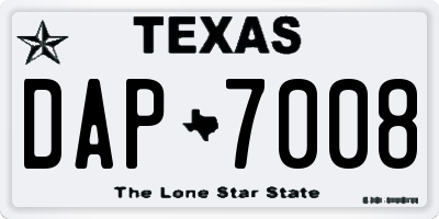 TX license plate DAP7008