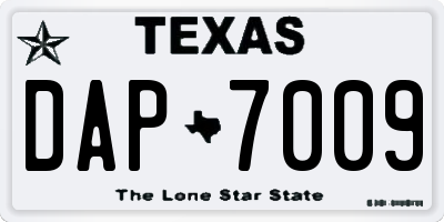TX license plate DAP7009