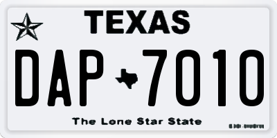 TX license plate DAP7010