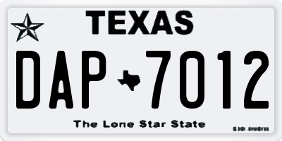 TX license plate DAP7012