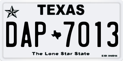 TX license plate DAP7013