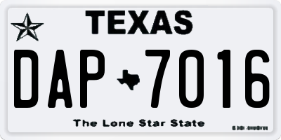 TX license plate DAP7016