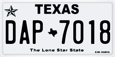 TX license plate DAP7018