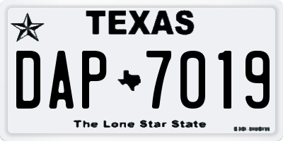 TX license plate DAP7019