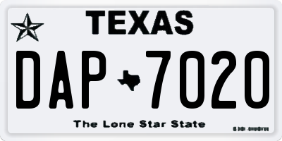 TX license plate DAP7020