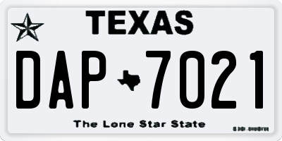 TX license plate DAP7021