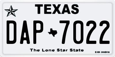 TX license plate DAP7022