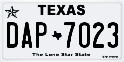 TX license plate DAP7023