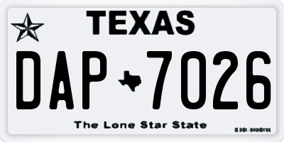 TX license plate DAP7026