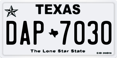 TX license plate DAP7030