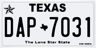 TX license plate DAP7031