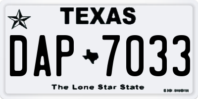 TX license plate DAP7033