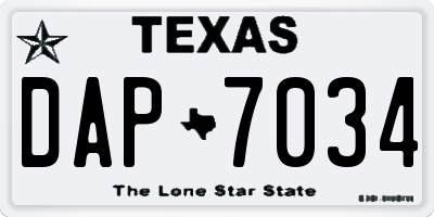 TX license plate DAP7034