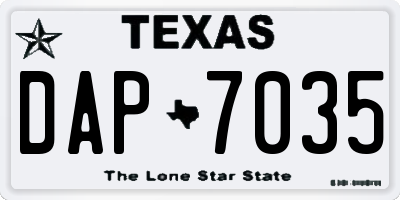 TX license plate DAP7035