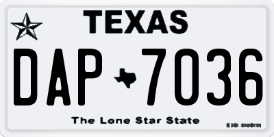 TX license plate DAP7036