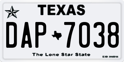 TX license plate DAP7038