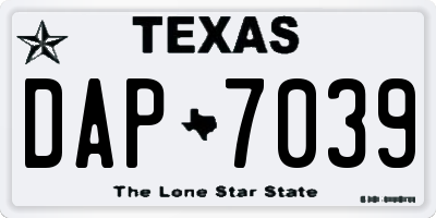 TX license plate DAP7039