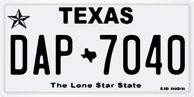 TX license plate DAP7040