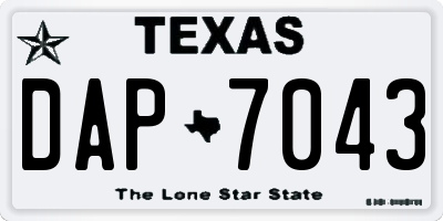 TX license plate DAP7043