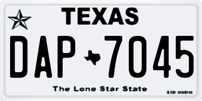 TX license plate DAP7045