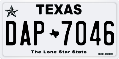 TX license plate DAP7046