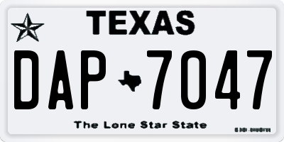 TX license plate DAP7047