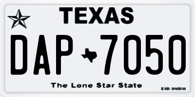 TX license plate DAP7050