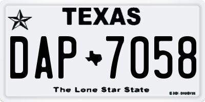 TX license plate DAP7058