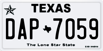 TX license plate DAP7059