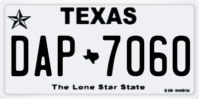 TX license plate DAP7060