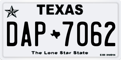 TX license plate DAP7062