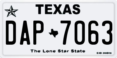 TX license plate DAP7063