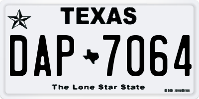 TX license plate DAP7064