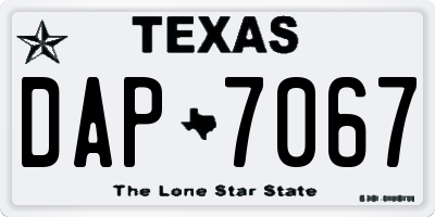 TX license plate DAP7067