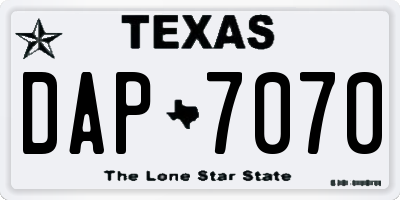 TX license plate DAP7070