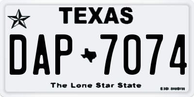 TX license plate DAP7074